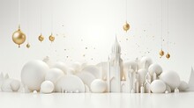 Ramadan Elegant White And Golden Luxury Ornamental Background With Decorative Lantern - Arabic Islamic Background