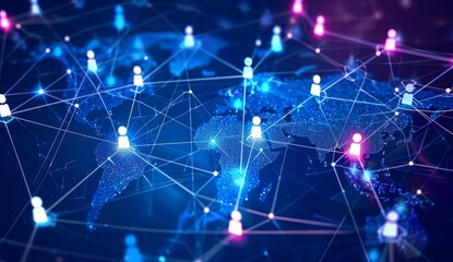 the world social network diagram and the word social marketing Generative AI