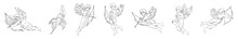 Set Of Drawn Cupid On White Background
