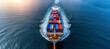 Aerial view of container cargo ship in the sea, shipping industry and global trade concept