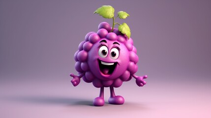 Wall Mural - A cute cartoon grapes fruits character Ai Generative