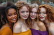Group of women friends smiling in a group pose, beautiful and gorgeous young and teenage girls in a selfie photo