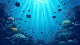 Fototapeta Do akwarium - Silhouette of underwater background vector with sea fish and corals Vector silhouettesimple minimal backgrounds, festive whimsical Valentine's Day designs generative AI