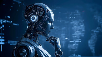 thinking robot with artificial intelligence.