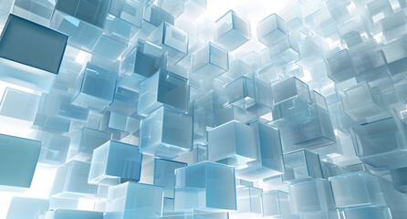 Wall Mural - an abstract white background with cubics and blocks