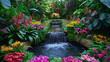 Flores e plantas exóticas e vívidas de todo o mundo são exibidas em um jardim botânico encantador