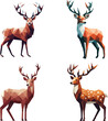 set collection of low poly vector deer