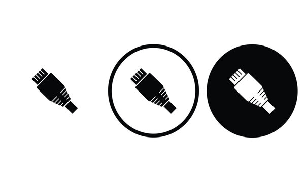 icon Lan cable women black outline for web site design 
and mobile dark mode apps 
Vector illustration on a white background