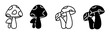black illustration graphic design mushroom icon set. Stock vector.