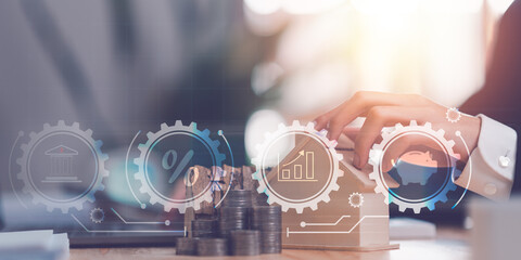 Aufkleber - concept of finance and investment ,profit growth management ,financial graphical and statistical analysis ,Stock and currency fund management ,bank interest management ,high return investment