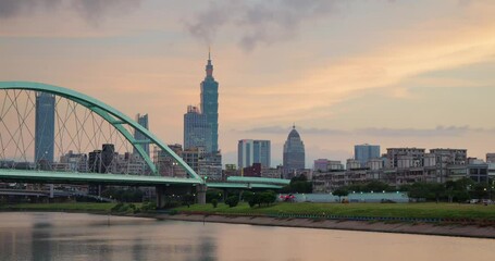 Sticker - Taipei city landmark in the evening