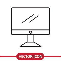 Poster - Monitor vector icon, flat liner illustration on white background..eps