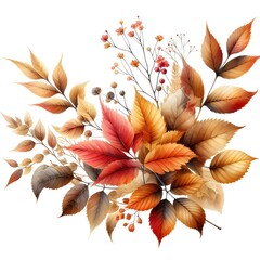 Autumn background design with watercolor brush texture, Flower and botanical leaves watercolor. Abstract art wallpaper design for wall arts, wedding and VIP invite card. 