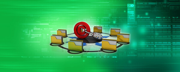 Poster - 3d rendering folder protected lock near copyright