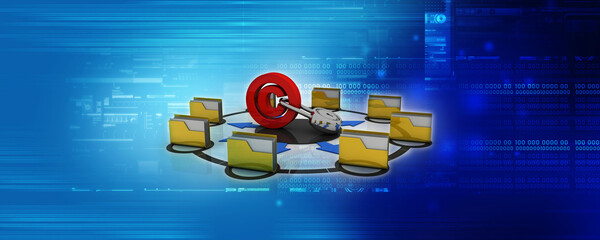 Poster - 3d rendering folder protected lock near copyright