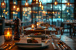 Elegant restaurant interior with table setup