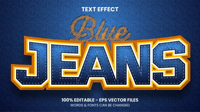 Editable Blue Jeans Text Effect Template