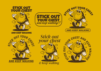 Poster - Stick out your chest and keep walking. Mascot character design of walking golf ball