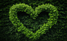 Heart Shaped Green Hedge That Made A Small Heart, In The Style Of Nature