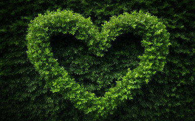 heart shaped green hedge that made a small heart, in the style of nature