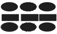 Zig Zag Edge Rectangle Shape Collection. Jagged Rectangular Elements Set. Black Graphic Design Elements For Decoration, Banner, Poster, Template, Sticker, Badge. Vector