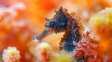 Canvas Print - Black Seahorse Underwater