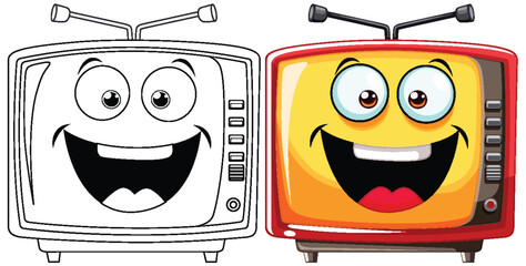 Two animated TVs with expressive faces