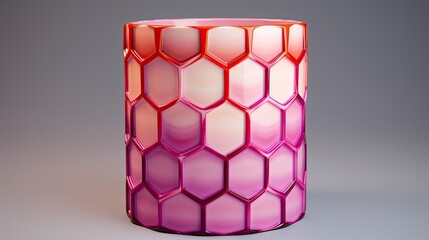 Wall Mural - A cylinder with a hexagonal pattern in shades of pink and purple