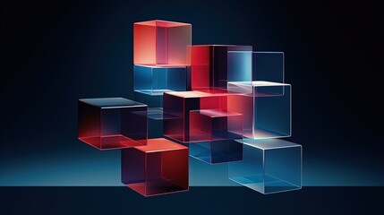 Overlapping cubic forms creating a three dimensional aesthetic
