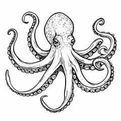 Canvas Print - Octopus Line Art Illustration