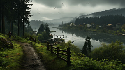 Wall Mural - lake in the mountains