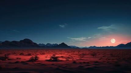 Wall Mural - A desert landscape with a full moon in the sky. Generative AI.