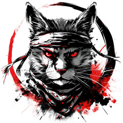 Wall Mural - t-shirt design image of a cat wearing a headband. transparent background, AI Generated Images