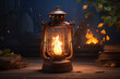 glowing lantern on a dark background
