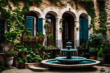 Poster - fountain in the garden