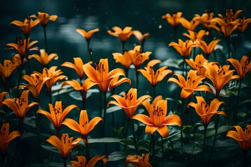 Wall Mural - orange flowers in the garden