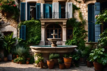 Poster - fountain in the garden