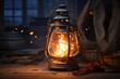 glowing lantern on a dark background