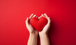 Helping hand of heart donor for patient in heart  Red heart, Family hands holding red heart, health care, hope, life insurance concept, world heart day, Generative AI