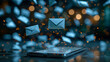 Floating Email Envelopes Above Smartphone.