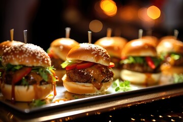 Wall Mural - A plate of sliders with various toppings.