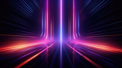 Wall Mural - abstract neon lines background