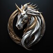 Metal unicorn symbol, to beautify for 3D Printed Models. generative AI