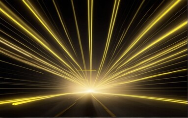 Wall Mural - A yellow laser lights on a wall of plain black background from AI Generated
