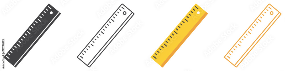 Set of ruler icons. Ruler tool symbol, measuring tool. Drawing and ...