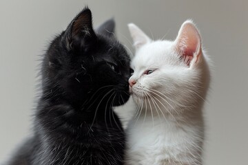 Sticker - Black and white cats fall in love