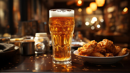 Canvas Print - glass of beer with foam