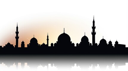 Wall Mural - black landscape silhouette Ramadan kareem Mosque Concept, Islam. Ramadan kareem, Mosque. Islamic Celebration Concept