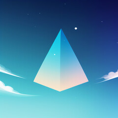 Sticker - 3d prism floating on a blue sky background