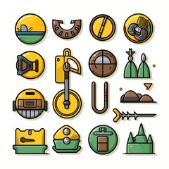 Poster - collection of vector farming tools icons great for making presentations. Generative AI